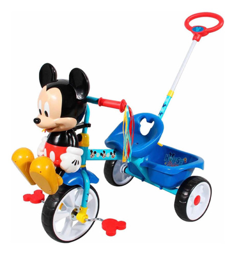 Triciclo Apache Mickey Mouse 3d 2 En 1 Con Barra De Empuje