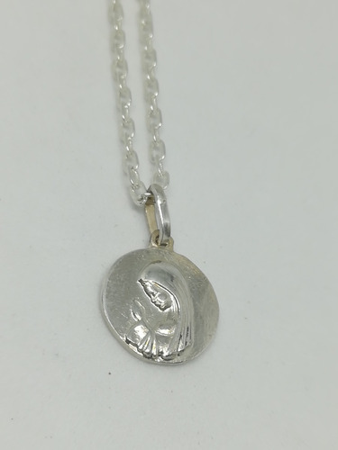 Dije Virgen Niña Y Cadena Plata 925 12mm Listo Para Regalo