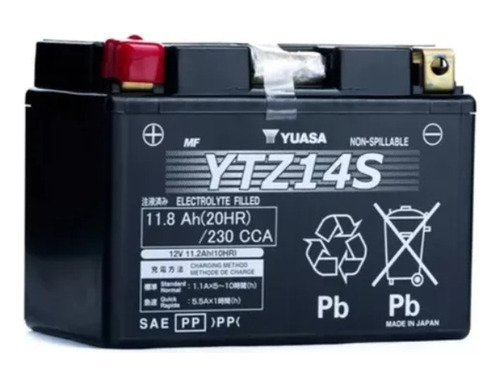 Batería Para Moto Yuasa Ytz14s Gel Libre De Mantenimiento