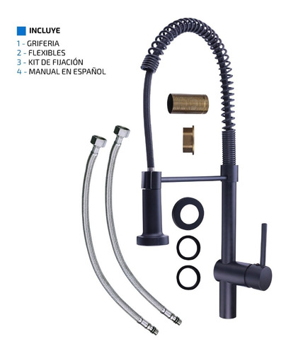 Imagen 7 de 9 de Griferia Para Cocina Canilla Monocomando Extensible Flexible
