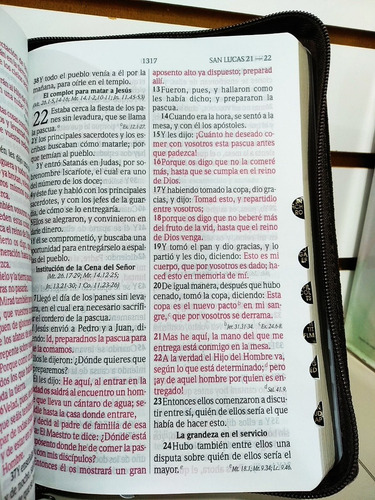Imagen 9 de 10 de Biblia Rvr1960 Letra Grande Imit Piel Café Con Cierre/índice