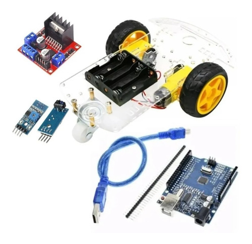 Kit Chasis Robot 2wd Uno R3 L298 Tcrt5000 Seguidor De Linea