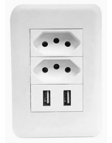 Tomada 4x2 10a + 2 Portas Usb 110/220v Bivolt Branco