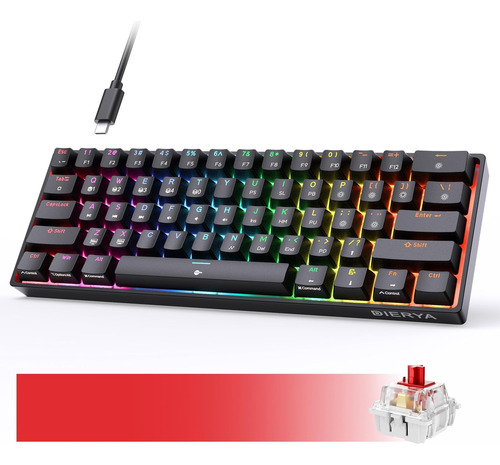 Teclado Para Pc Dierya, Dk61e, Switch Rojo, Mecanico