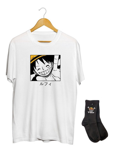 Pack Playera + Calcetas Anime Luffy One Piece Calavera Manga