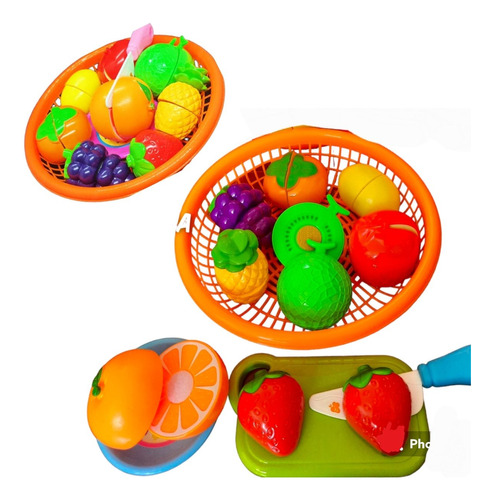 Set De Frutas Para Cortar Con Canastilla Juguete Para Niños