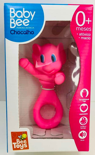 Chocalho Para Bebe Elefante 1 Rosa Bee Toys