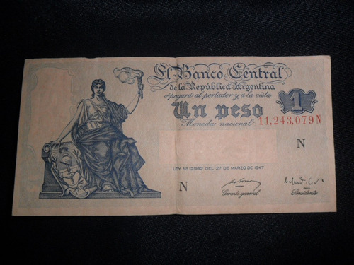 Un Peso Moneda Nacional Billete Serie N Banco Central