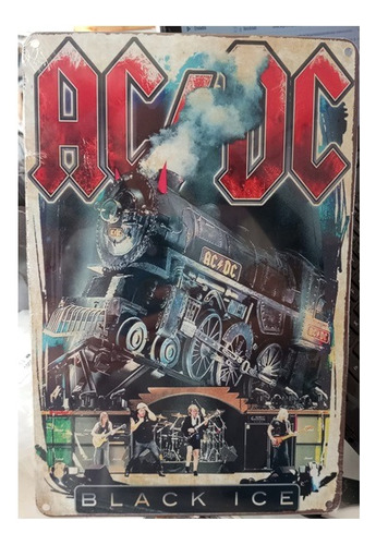 Cuadro Mural Metálico Decorativo Acdc 20 X 30 Cm / Runn