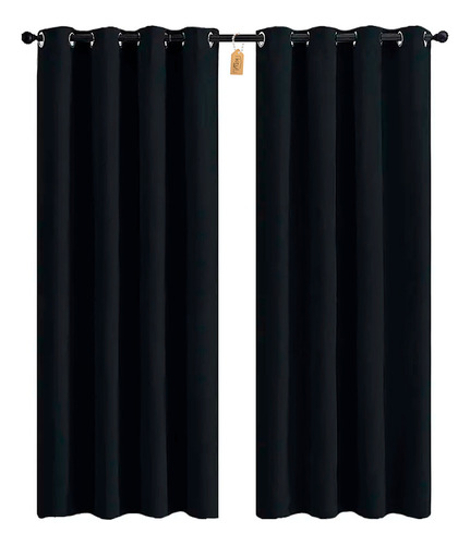 Cortinas Kitul Blackout Plus Aislamiento Térmico 2 Paneles 215 X 135 Cm Color Negro