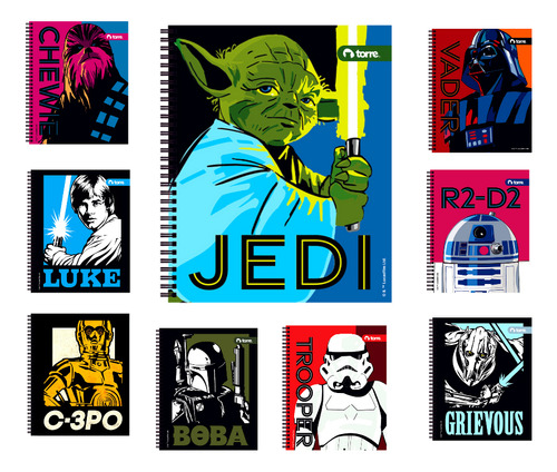 Cuaderno Universitario Star Wars Metal 100h 7mm Torre Pack 3