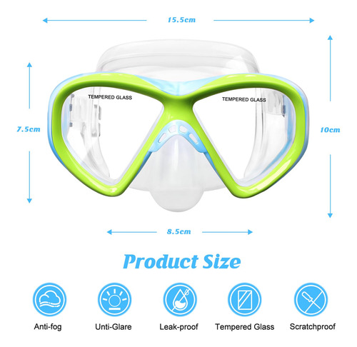 Gafas De Natación For Niños, Máscara De Buceo Y Snorkel