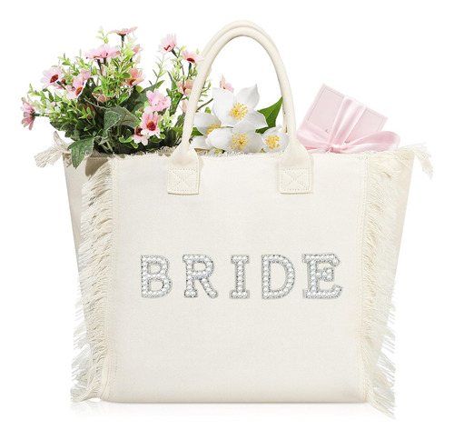 Bolsa De Mano De Novia De 20 X 12 Pulgadas, Perla Blanca, Di