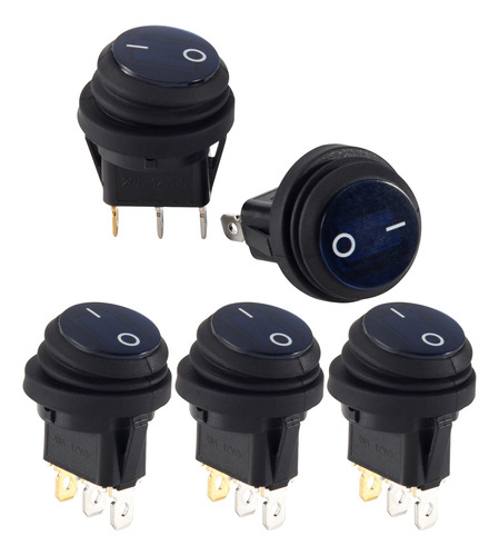 5 Interruptores Basculantes Redondos Y Apagados, 12 V, 20 A,