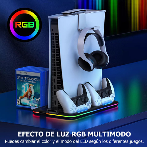 Base De Cargador Enfriadora Para Ps5/ps5 Slim Controles Color Negro