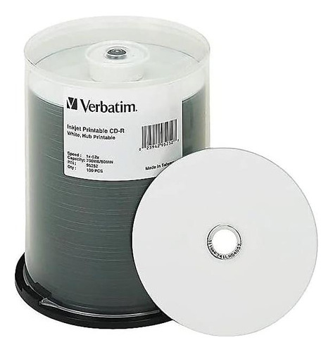 Cd -r Terbatim 700 Mb 52x White Ink Jet Bunb Enterible Disco