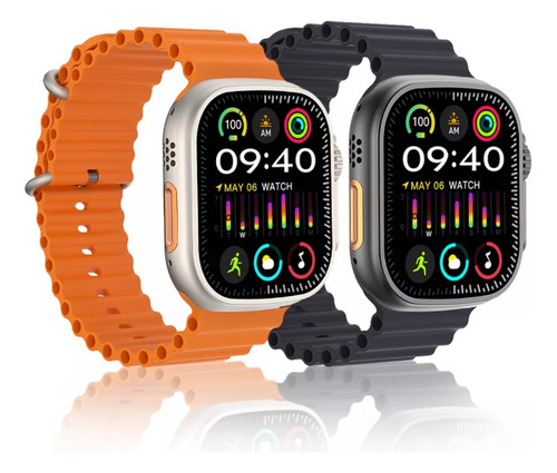 Smartwatch Watch 10 Ultra Plus Nfc À Prova D'água Ocean Laranja Ocean Preto Laranja