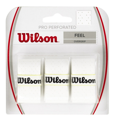 Pack X3 Wilson Pro Overgrip Perforado Cubregrip Tenis Padel Color Blanco