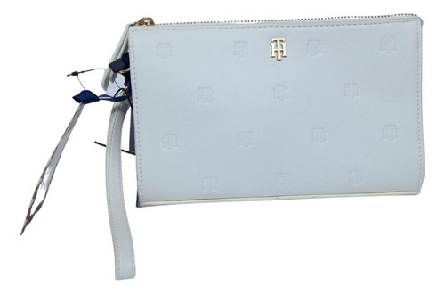 Cartera De Mano O Wrislet Tommy Hilfiger Monogram - Blanco