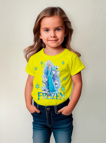 Polera Estampada 100% Algodón Niña Frozen