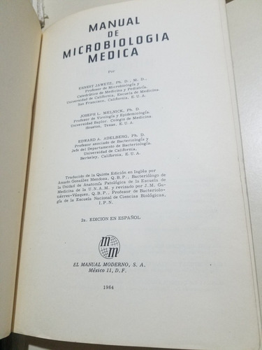 Manual De Microbiología Medica- Ernest Jawetz (Usado)