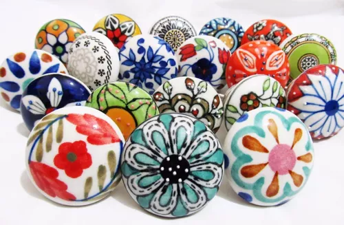  Zahra - Tiradores de cerámica surtidos de primera calidad,  mezcla de diferentes colores. Tiradores de cerámica de diseño para las  puertas de gabinetes y muebles, tiradores de cajones y piezas metálicas