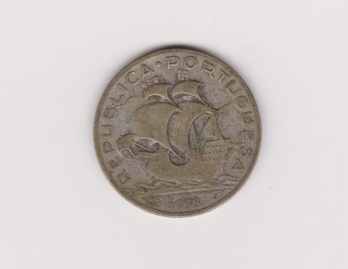 Moneda Portugal 5 Escudos Año 1933 Plata  Bueno