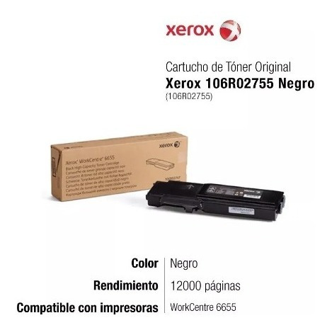 Toner Xerox 106r02755 Original Workcentre 6655 Negro Con Env