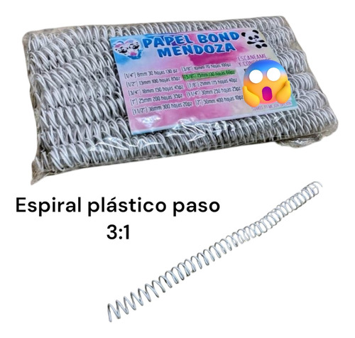 Espiral Plástico Para Engargolar Paso 3:1 Color Blanco 15 Mm Blanco