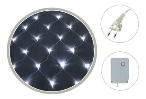 Rede Pisca 144 Leds Brancos Fio Branco 8 Funções Decoração