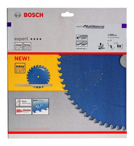Imagen 2 de 6 de Disco Hoja Sierra Circular Bosch Expert Multimaterial 250 Mm Laminados Plasticos Epoxi Aluminio Metales Laton Cobre