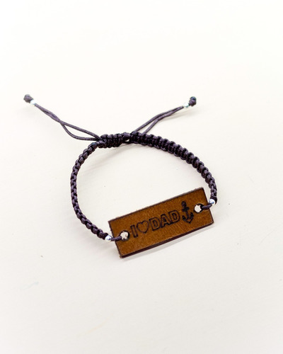 Pulsera Tejida Con Piel I Love Dad - Caballero