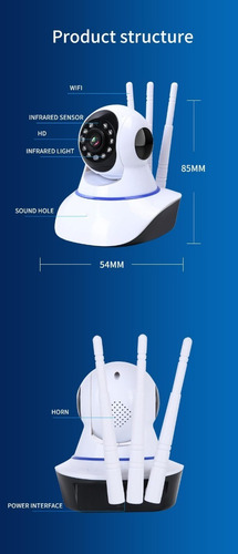 Camara Wifi Robotica 360gr 3 Antenas V.nocturna S.movil.