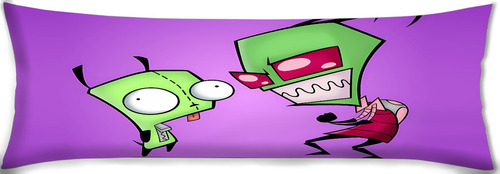 Cojin Almohada Invazor Zim Personajes Fondo Morado 35x100cm Diseño De La Tela Lisa