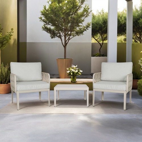 Mesa De Centro Aura De Plástico Elegante Exterior Jardín Color Blanco 93811