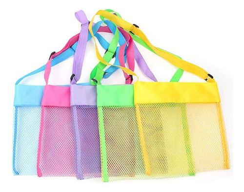 ~? Imirst 5-pack Mesh Beach Bag Totes Kids Seashell Bags Toy