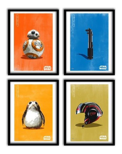 Set De 4 Cuadros Star Wars 20x30 Cm