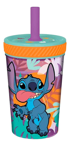 Vaso Con Sorbete Antivuelco Stitch Wabro No Se Vuelca Celeste Stitch