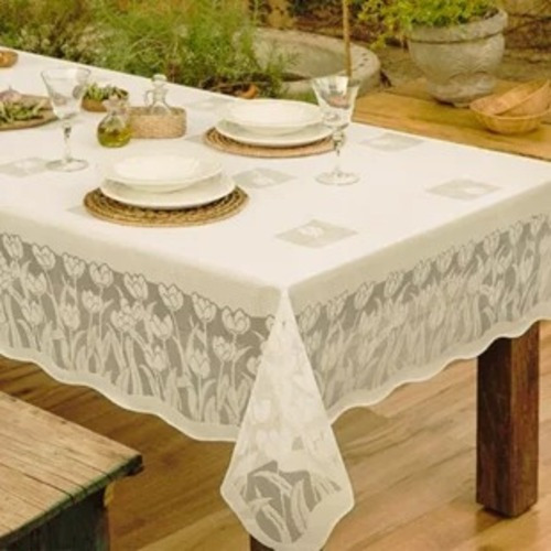Toalha De Mesa De Renda De 1,60x2,50 - Rendhac Creme