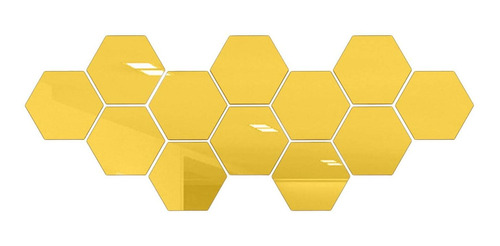 Imagen 1 de 10 de 12pzs Acrilico Decorativo Espejo Hexagonal Adhesivo Dorado