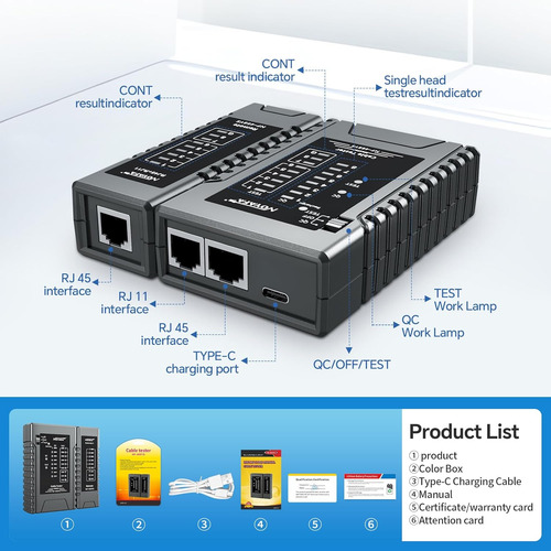 Noyafa Nf-468ys Probador De Cable De Red, Probador Ethernet