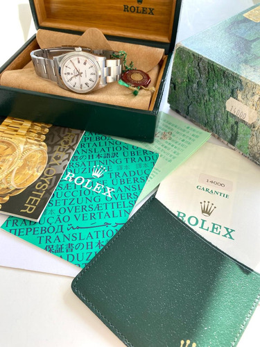 Reloj Rolex Oyster Perpetual Ref 14000 Full Set Año 2000 Plateado Plateado Blanco (Usado)