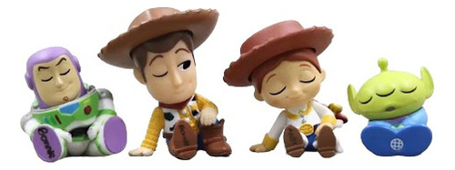 4 Bonecos Toy Story Dormindo Disney- Wood Buzz, Jessie Alien