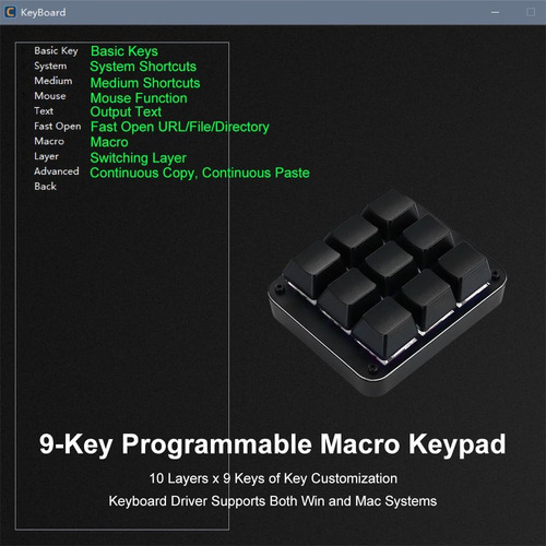Teclado Macro Programable De 9 Teclas Linkeet Con Tres Modos