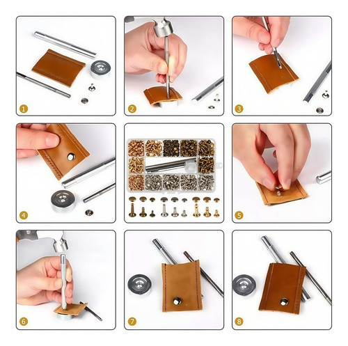 Juego De Botones Con Remaches De Cuero De 480 Piezas