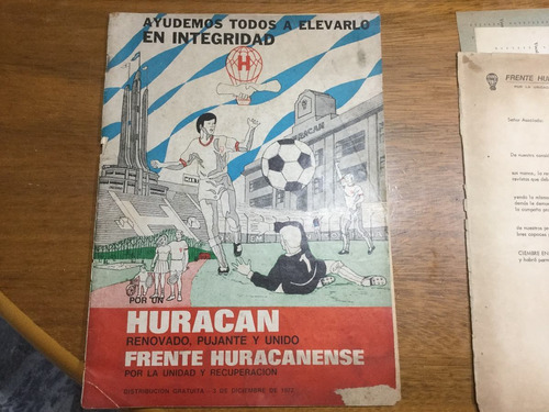 Lote Antiguo Huracán 1972 Revista Boletas Elecciones Publi 