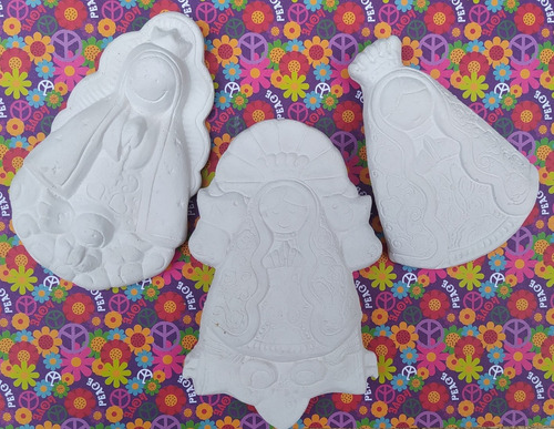 Pack 3 Virgencitas De Guadalupe Infantil De Yeso Para Pintar