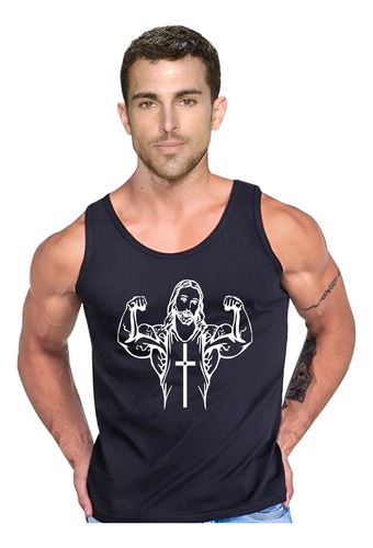 Polera Jesus Musculosa Tank Gym Pesas Crossfit