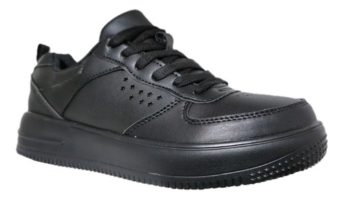 Zapatilla De Cuero Juvenil Temporada Escolar Negro 7503