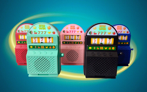 Bocina Bluetooth Diseño Maquina Tragamonedas Fm Luz Led Color Negro